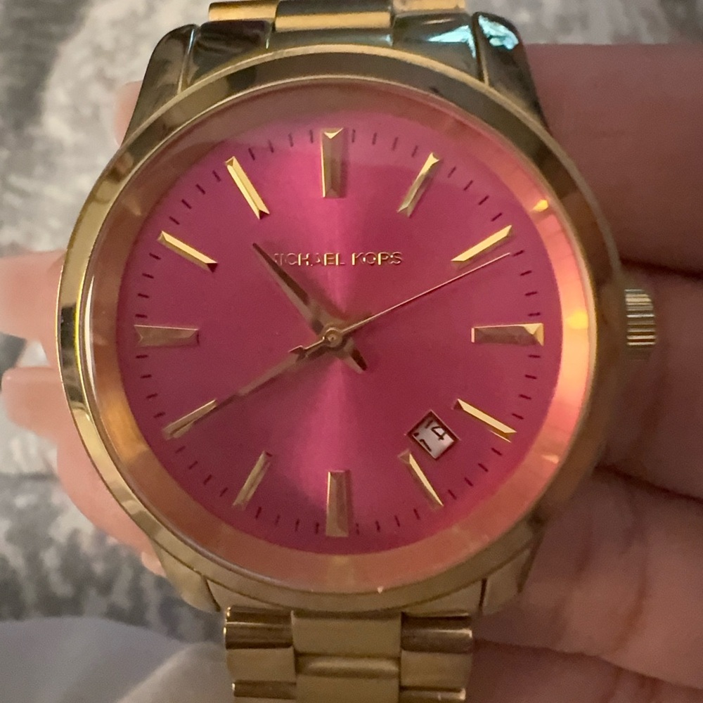Michael kors gold and pink watch